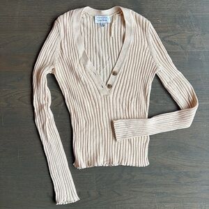 & Other Stories Women's Ribbed V-Neck Knit Top